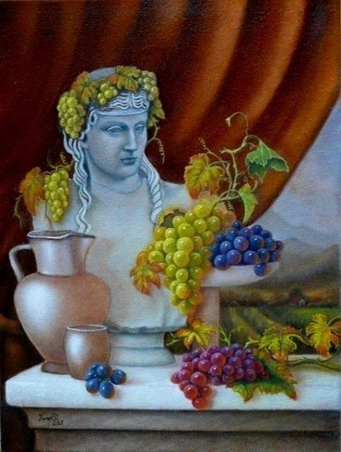 Festmények - Dionüszosz unatkozik, mert a boros kancsó még üres
