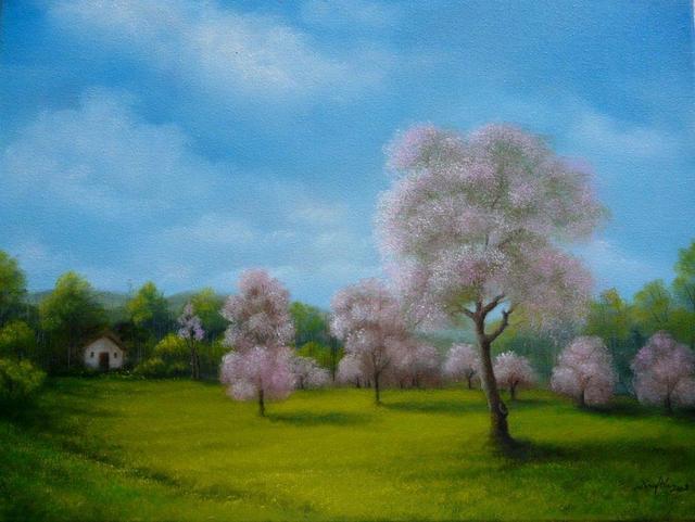 Festmények - Virágba borultak a fák