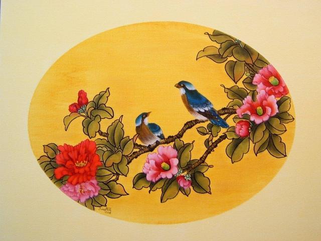 Festmények - Virágok és madarak