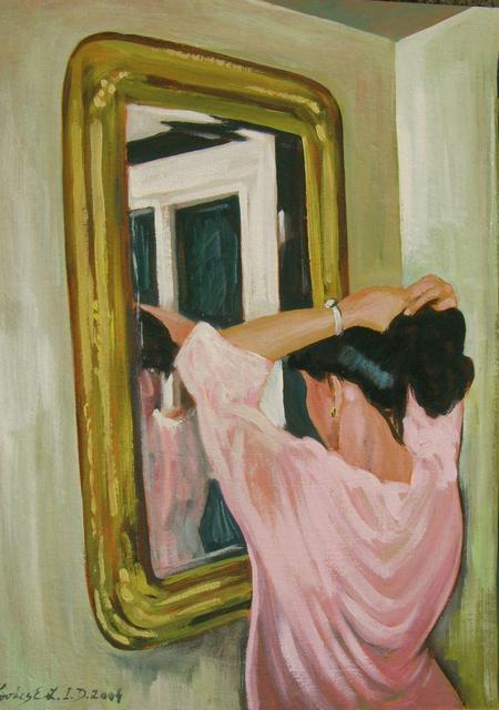 festmények, rajzok - Tükör előtt