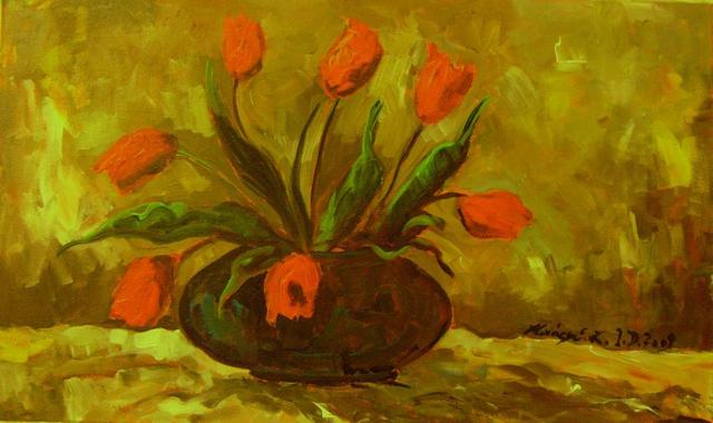 festmények, rajzok - Tulipánok